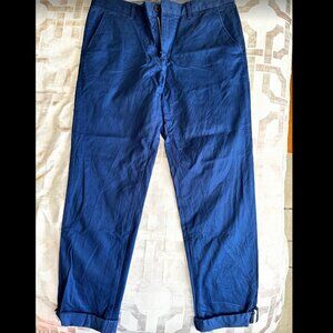 Lacoste Blue Chino Pants Striped Cuff Detail - Mens 34 x 32
